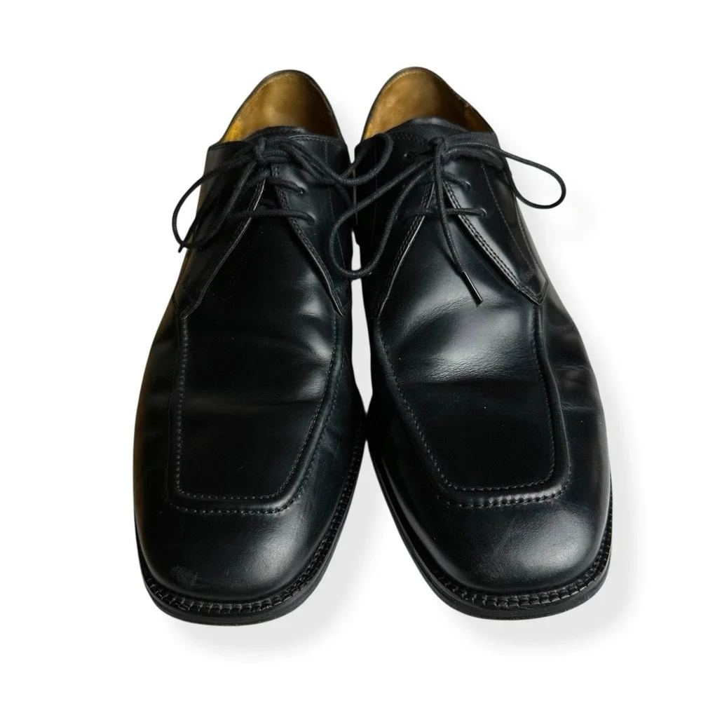 Cole Haan Oxford Shoes Black Leather Square Toe Stitched Lace Up Dress Mens 13 M